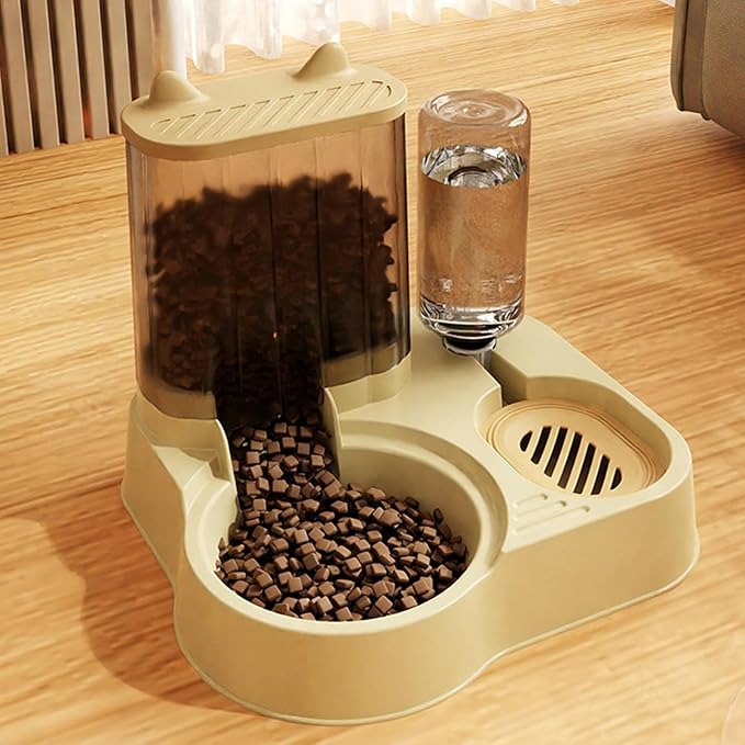 Automatic Cat Feeder, 12.4x11.02x10.63in Anti-Tip Pet Feeder Cat Food Container, Food Dispenser with 2 Bowl Splitter, 2.5kg Food & 1.3L Water Automatic Cat Feeder and Water Dispenser for Dogs Cats