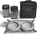 Large 7-Piece Bistro Box Dog Food Travel Kit, 12-Cup Kibble Storage, 2 Silicone Bowls, Mat & Scoop - Premium Portable Pet Food Kit for Weekends, Overnights, Daycare & Camping, Graphite