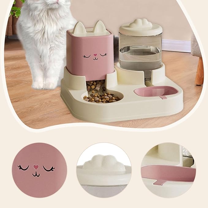 Automatic Feeder Waterer, Detachable 2 in 1 Pet Water Food Bowl with Water Dispenser for Outdoor