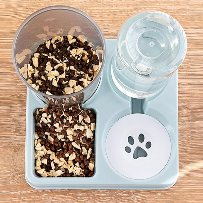 Pet Automatic Waterer Cats Feeder Food Container Bowl Automatic Water Fountain 2 in 1 Pet Large Dog Water Feeder (Green Transparent)
