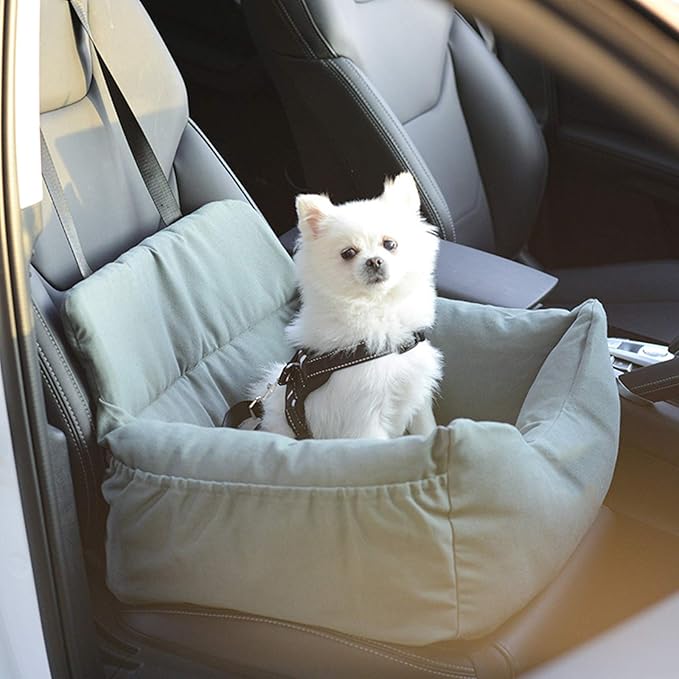 Dog Car Seat, Puppy Booster Seat for Small Medium Dogs Cats,Dog Travel Car Carrier Bed Car Safety Seats with Storage Pocket and Clip-On Safety Leash and Removable Washable Cover