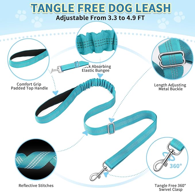 SlowTon No Pull Small Dog Harness and Leash Set, Puppy Soft Vest Harness Neck & Chest Adjustable, Reflective Lightweight Harness & Anti-Twist Pet Lead Combo for Small Medium Dogs(BL-Front Clip,S)