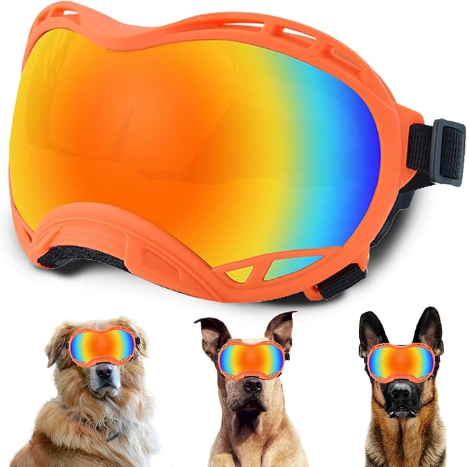 Dog Sunglasses,Doggles Anti-UV Protection,Pet Sunglasses with Adjustable Strap,Suitable for Motorcycle Car Driving Bike Riding Hiking Swimming Wind Dust Fog Dog Eye Protection