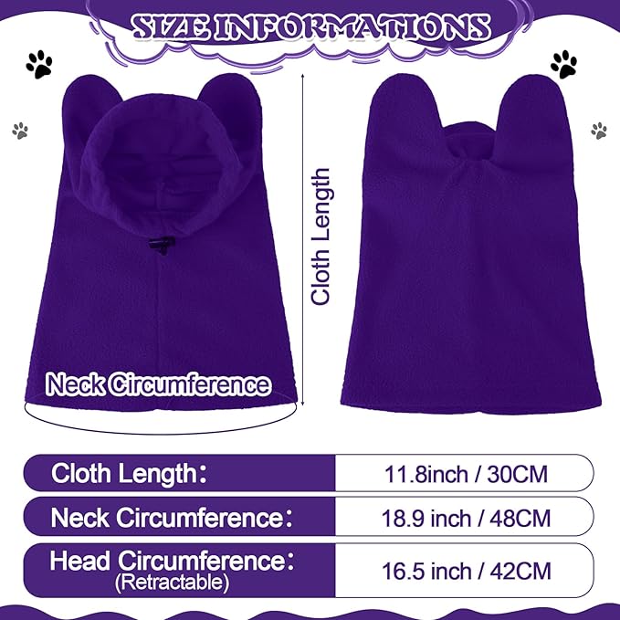 Winter Dog Hats Quiet Ears for Dogs Ear Muffs Pet Neck Warmer Scarf Hoodie Noise Protection Cover Beanie Head Wrap Costume for Pet Dog Cats(Purple,M)