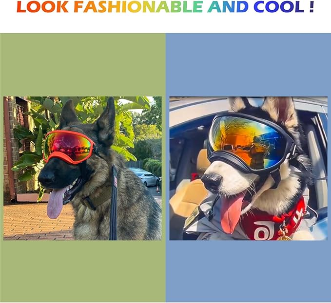 Dog Sunglasses,Doggles Anti-UV Protection,Pet Sunglasses with Adjustable Strap,Suitable for Motorcycle Car Driving Bike Riding Hiking Swimming Wind Dust Fog Dog Eye Protection