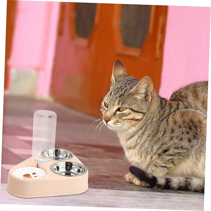 Automatic Pet Water Dispenser 500ml Bottle Stainless Steel Dog Bowl Removable Cat Feeder Easy