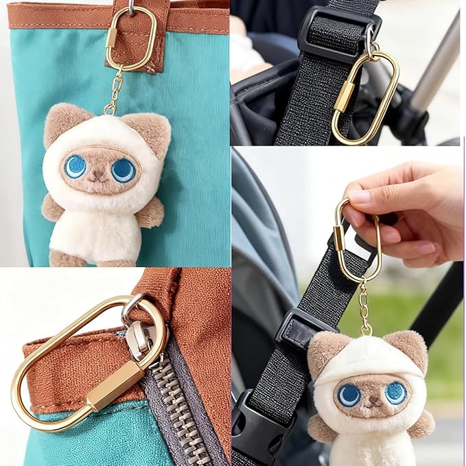 Delphinus 10 Pcs Brass Screw Lock Keychain, Premium Brass Keychain, Gold Key Ring Gold Carabiner Clip with Secure Locking Screw Design Bags Accessories Luggage Tags Pet Collar Clips