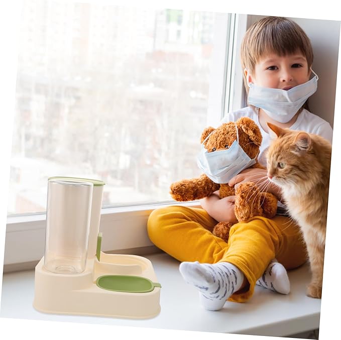 GANAZONO Automatic Water Dispenser for Cats Dogs Dual Bowl Design Detachable Fresh Food Water Easy Maintenance