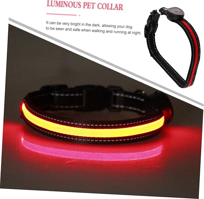 VANZACK 1Set Luminous Pet Dog Collar with USB Charging Flashing LED Collar for Safety During Fits Dogs Up to Comfortable and Durable Design