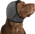 KOESON Dog Calming Hoodie - No Shake Ear Wraps for Dogs, Anxiety Relief & Noise Protection, Water Resistant Pet Ear Cover Muffs for Firework, Grooming, Thunderstorms, Swimming, Bathing, Grey L