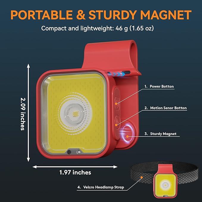 Yls Running Lights for Runners, Rechargeable Clip on Light with 12 Lighting Modes, LED Night Safety-Light for Walking, Camping, Hiking, Jogging, Outdoor Adventure, Red