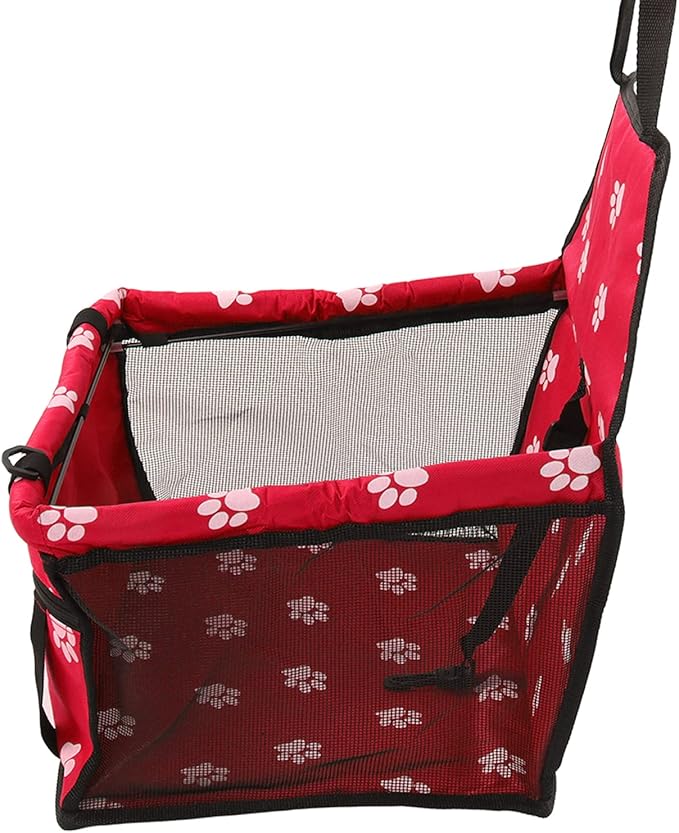 ZJchao Pet Car Seat Breathable Slip Proof Safety Leash Design Dog Car Basket for Puppy Cat (Red)