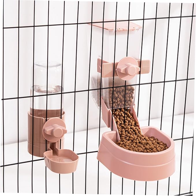 Garneck 1set Pet Feeder and Water Dispenser Set Automatic Pet Water Bottle and Food Dispenser for Cats and Dogs Lightweight Material Hanging Design Convenient for Daily Use