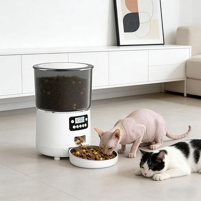 Quiet USB Powered 4L Dog Feeder Button Version Control for Automatic Timed Feeding Large Capacity for Busy Owners USB Feeder