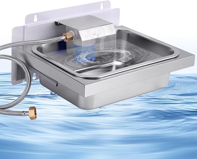 3 Gal Automatic Dog Water Bowl Dispenser for Dogs Metal Auto Pet Waterer Bowl Wall Mounted Self Refilling Water Trough with Float Valves Pet Waterer for Livestock Dogs Cat Horse