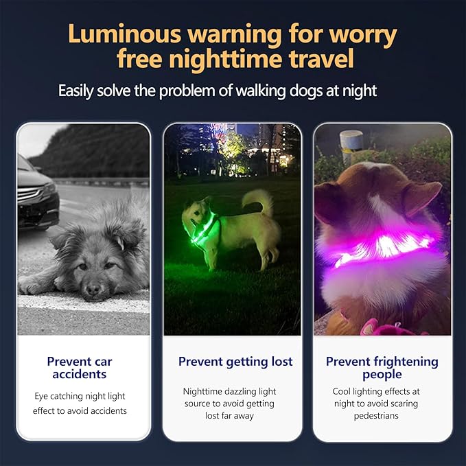 Light Up Dog Collar,LED Dog Collar,Color Changing Light Up Dog Collar,Multi-Color Light Up Collar,Lighted Safety Dog Collar Light for Night Walking,Cuttable Soft Silicone Collar (Multiple Colors)