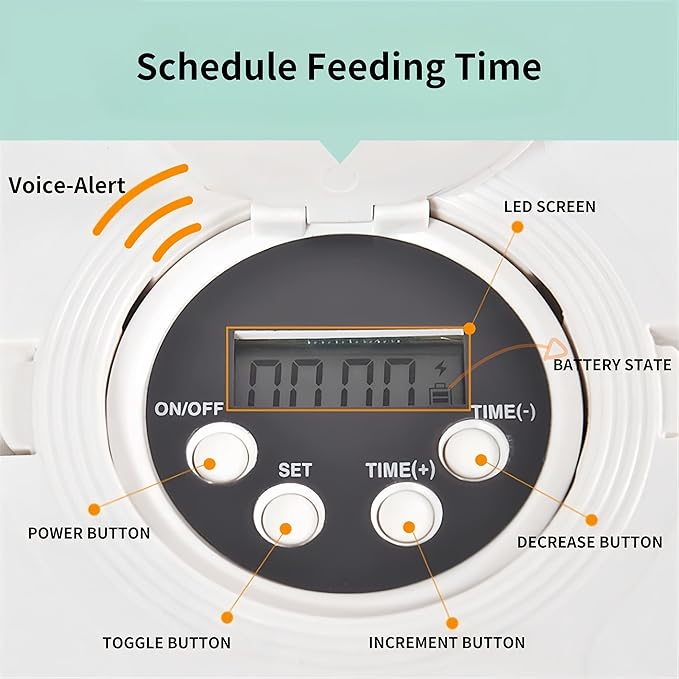 Automatic Pet Feeder with Timer, 6-Meal Programmable Cat & Dog Feeder, 3.17oz per Meal, Voice Alert, PP+ABS (Gray/Light Green) (Light Green)