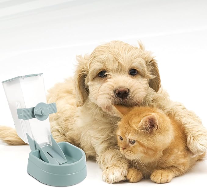 Veemoon Hanging Dog Feeder 2l Automatic Pet Food Dispenser Blue Cage Feeder for Dry Food Feeding Supplies Suitable for Puppies and Adult Dogs
