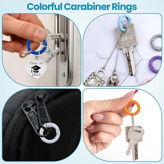 Spring O Rings,Round Spring Snap Keyring, Metal Carabiner Clips for Keychain Handbag Purse Dog