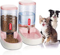 2 X 3.8 L Pet Automatic Feeding Bowls Dog Food Feeder Cat Water Feeder Large Capacity Food Water Dispenser Large Capacity Pet Bowls,Pink