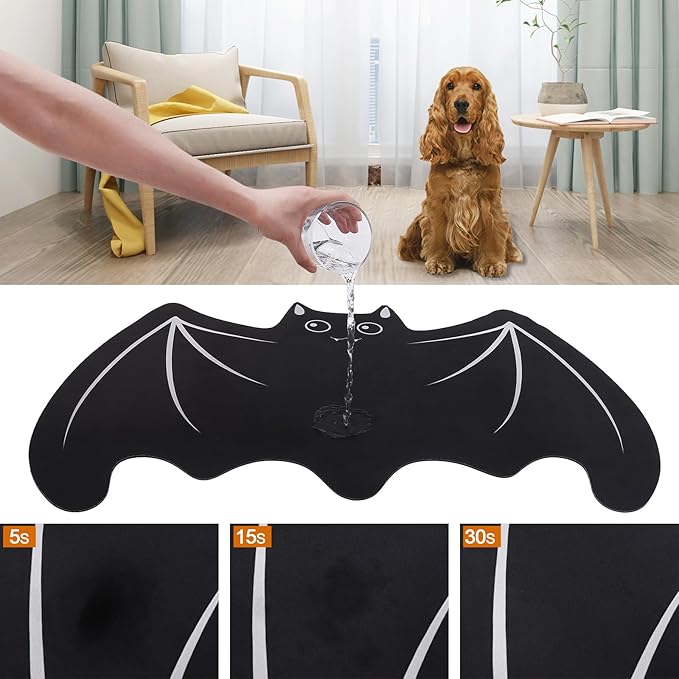 Halloween Pet Mat for Food and Water, Pet Feeding Mat for Dog Cat Bowl Absorbent Anti-Stain Non-Slip Quick Dry Easy Clean Floor Placemat, Pets Accessories Indoor (24 * 35.5 in)