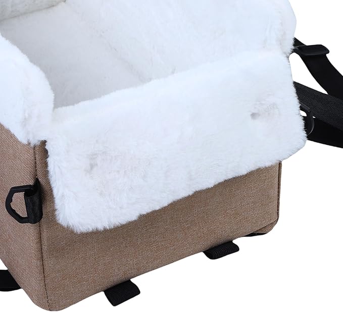 GLOGLOW Dog Car Seat, & Car Seats Trucks SUVs with Thick Polyester Fiber Design Comfortable Travel Carrier for Small Dogs and Cats, Portable Soft Pet Bed for (Khaki)