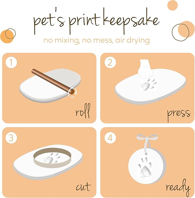Tiny Ideas Paw Print Keepsake Impression Kit, No Mess Pet Clay Paw Print Mold for Dog and Cat, Ideal Personalized Gift or Memorial Frame for Pet Parents