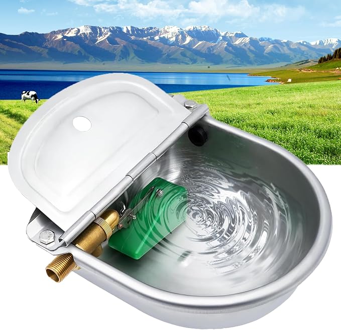 Automatic Dog Water Bowl Dispenser, Large Breed, Outdoor, Stainless Steel, Auto Fill, Pet Waterer, Drinking Trough for Dogs, Horse, Goat, Chicken, Pig, Cattle, 0.66 Gallon Capacity