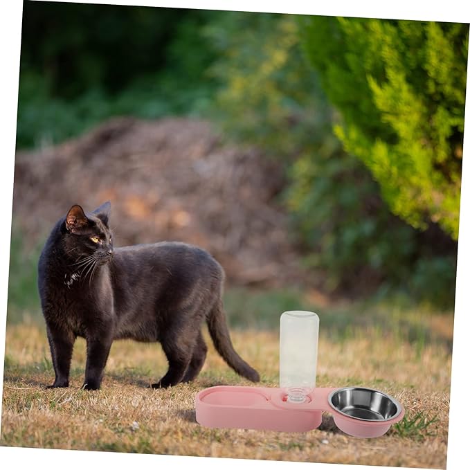 Milisten Pet Feeder Automatic Water Dispenser Cat and Dog Bowl Set Sturdy Stainless Steel Folding Design for Home and Car