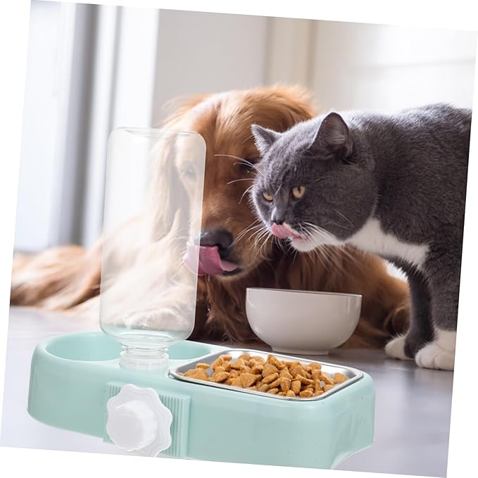 POPETPOP Automatic Water Dispenser PET Bowl Set Detachable Hanging and Cats Fall Feeding System Indoor Use Dual Bowl Configuration