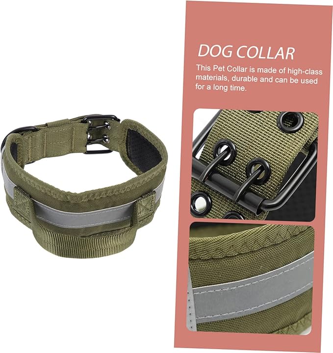 Heavy Duty Adjustable Dog Collar Reflective Stripes Comfortable Pet Accessory for Dogs for Outdoor Use Handle