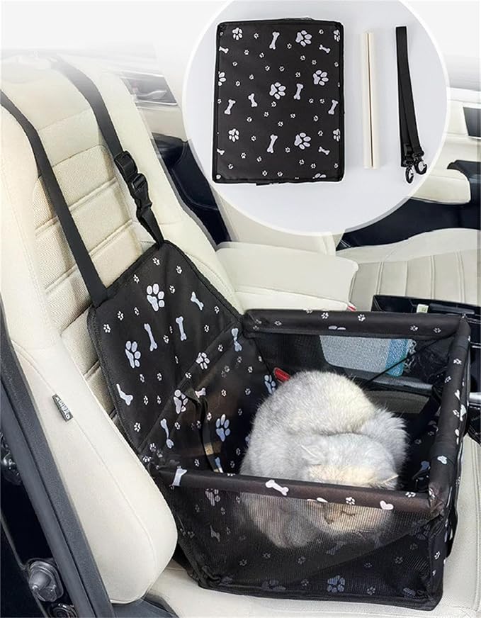 ASkinds Dog Car Seat Puppy Portable Pet Booster Car Seat with PVC Support Pipe, Anti-Collapse Elevated Car Seat for Small to Medium Dogs Cats Pets(Black)