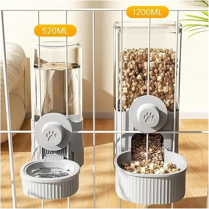 Pet Auto Feeder Waterer Dog Supplies Hanging Cage Basin Cat Bowl Automatic(Grey Drinder 520ml)