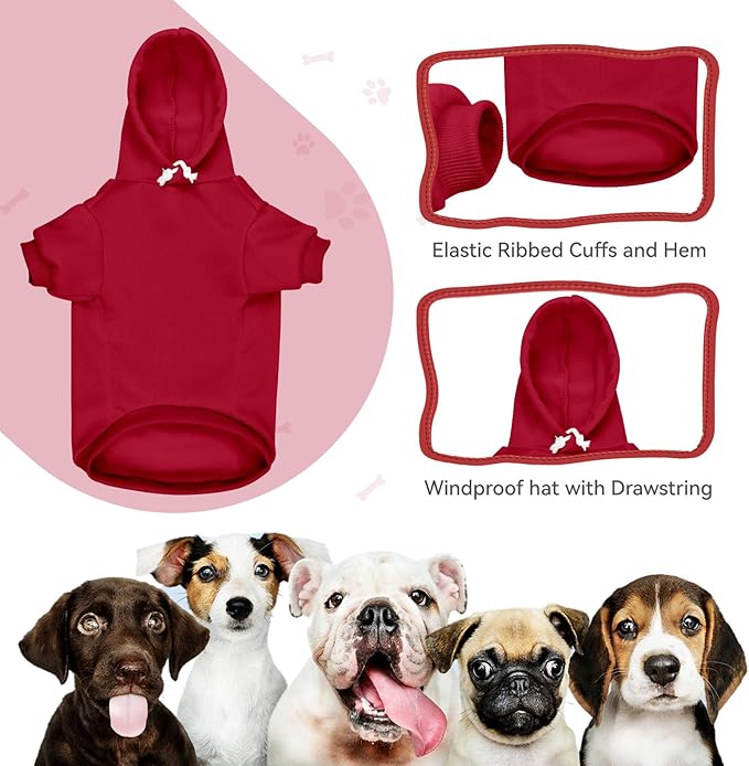 Dog Sweaters for Large Dogs Pet Sweater Solid Soft Brushed Fleece Dog Hoodie Clothes Pet Hoodie Sweatshirt with Pocket(Red-XXL)