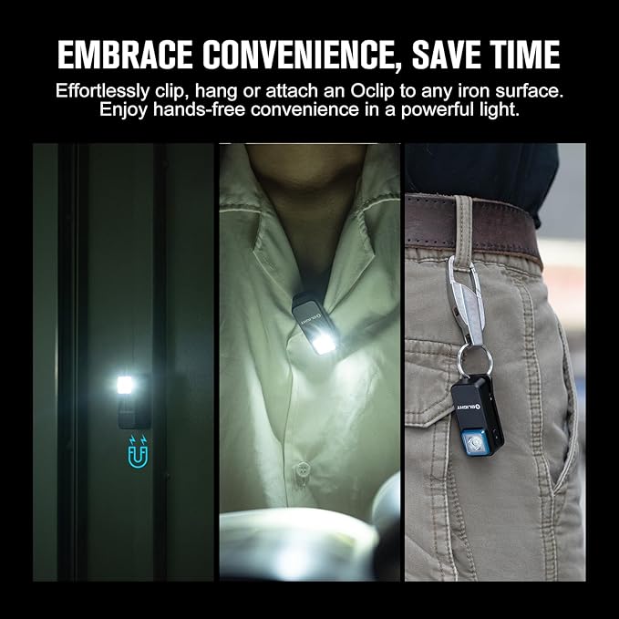 OLIGHT Oclip Rechargeable EDC Flashlight 300 Lumens Dual Sources Compact Pocket Clip Light, Convenient USB C Charging, Magnetic Flash Lights for Working, Cycling, Emergency, Signaling Tool(Black)