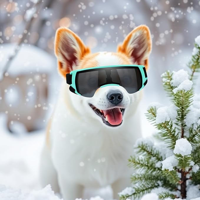 PETLESO Small Dog Goggles, Anti-UV Dog Sunglasses for Outdoor Driving Cycling Riding Hiking, Windproof Dustproof Snowproof Eye Protection, Pet Eye Wear with Adjustable Strap, Bule
