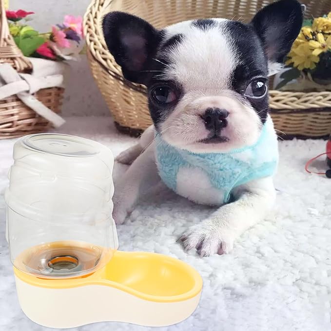 Automatic Pet Water Bowl Plastic Dog Water Dispenser Cream Yellow Continuous Drinking Feeder for Cats and Puppies
