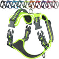 VIVAGLORY Dog Harness Easewalk No Pull Dog Harness with Handle Front Clip & Back Clip for Training Walking Lifting, No Pull Adjustable Easy On Padded Comfortable for Pet, XL, Bright Yellow - Patterned