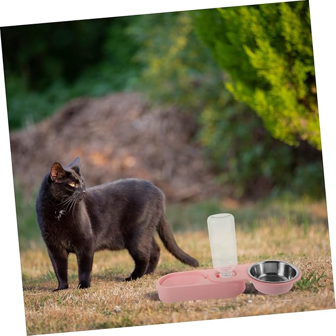 Stainless Steel Cat Bowl Stand 2-in-1 Pet Feeder Automatic Water Dispenser for Cats Dogs