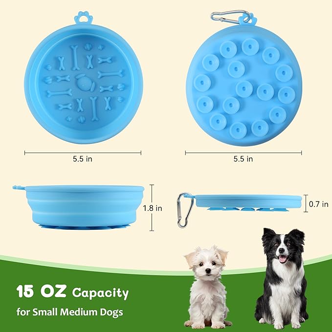 Collapsible Dog Bowl for Travel Outdoor Portable Silicone Pet Bowl with Carabiner Clip
