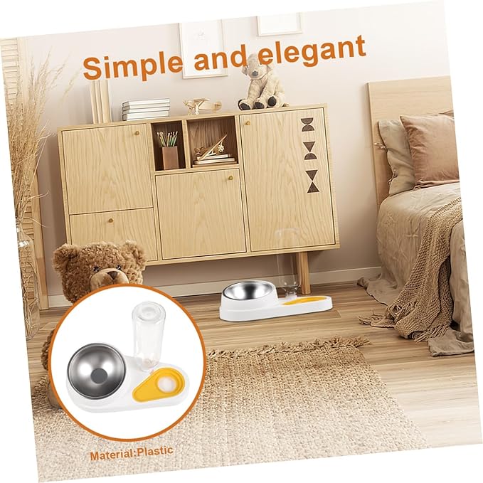 DOITOOL Automatic Dog Food Feeder and Water Bowl 2-in-1 Detachable Pet Feeding Tool White for Cats and Puppies Household Pet Feeding Supplies