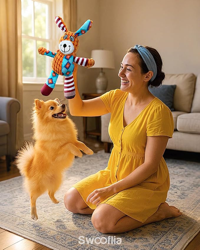 Swooflia Crinkle Dog Toy - Plush Squeaky Toys for Puppies,Treat Boredom for Small Dogs,Interactive Stimulating Puppy Toy to Keep Them Busy