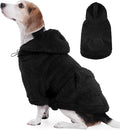 IDOMIK Fuzzy Dog Sweater with Adjustable Hood, Warm Fleece Dog Sweater Hoodie with Harness Hole & Pocket, Pullover Sweaters for Large Dogs, Fuzzy Hooded Sweatshirt for Fall Winter Christmas,Black,XL