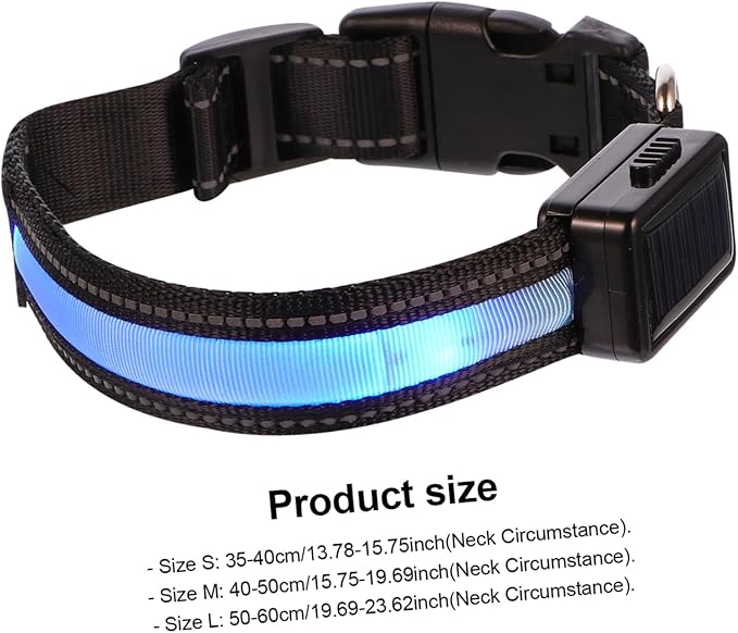 POPETPOP Unique Design Led Pet Collar USB Solar Rechargeable Glow Collar Night for Dogs Pet Accessories