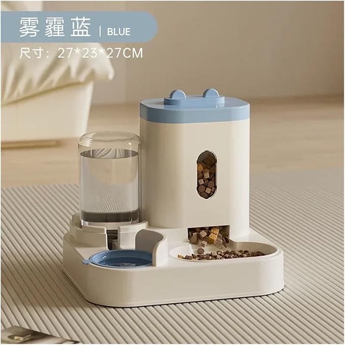 Automatic Pet Feeder and Water Fountain Combo - Large Capacity Dog and Cat Food Dispenser with Storage Container(H)