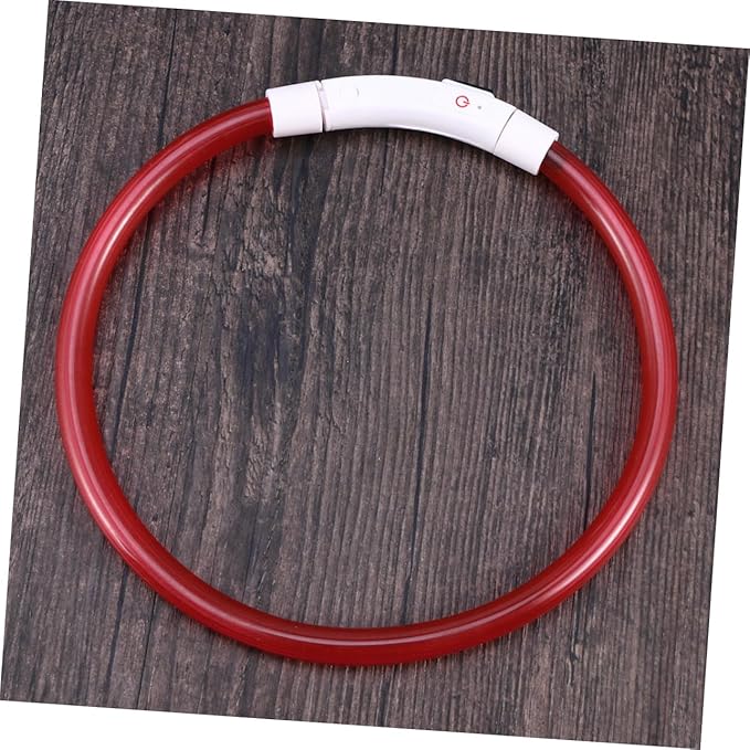 Led Glowing Dog Collar USB Rechargeable Silicone Pet Collar for Night Safety Red Energy-Saving Light for Outdoor Adventures