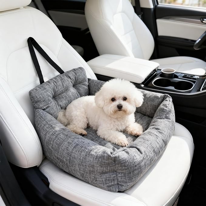 Dog Car Bed - Adjustable Foldable Safety Tether Cushions with Soft Padded Design, Dog Bed Car Seat for Travel Vehicles Summer Winter Trunk Interior Puppy Pet, Comfortable Secure Build