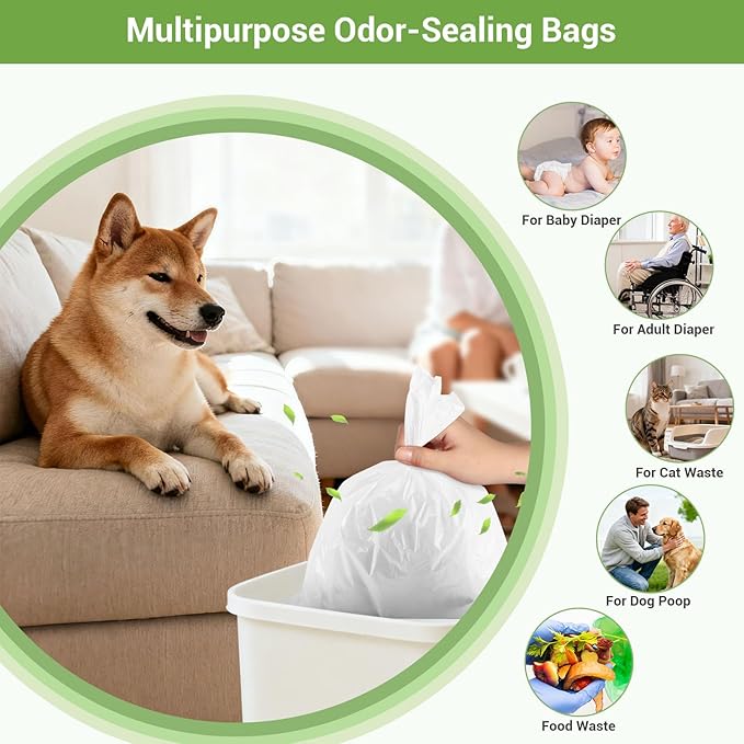 Odor Sealing Dog Poop Bags (220 Bags) Unscented & Durable Dog Waste Bags, Block Smells [Size:M, Color：White]