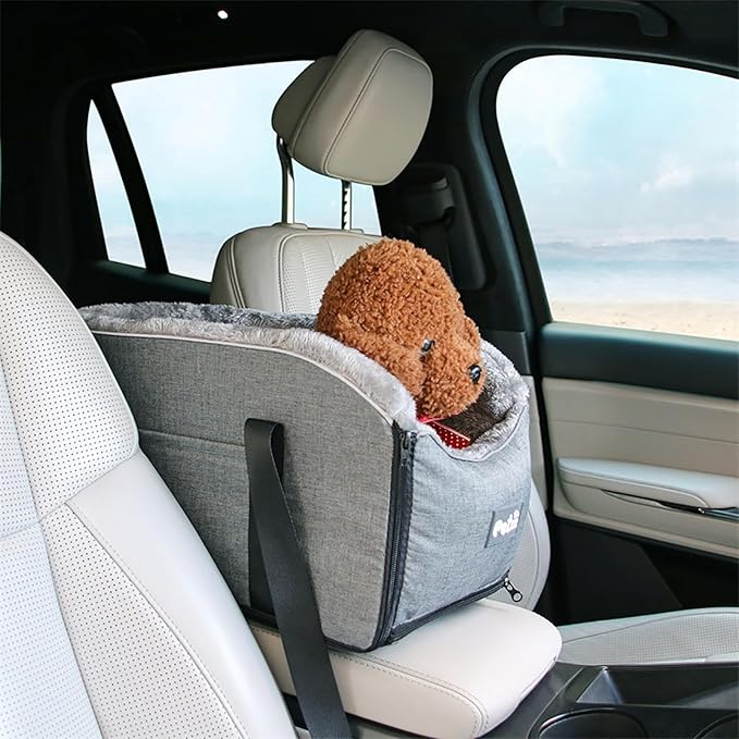 MOMOJIA Cat for Car Console Puppies Carry Bag Outdoor Travel Shoulder Sightseeing Tote Safety Strap Pet Bed for Car Travel Small Dog