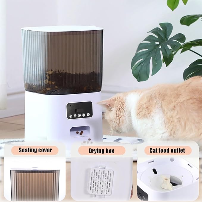 Automatic Cat Feeder-5L Automatic Dog Feeder w/Stainless Steel Bowl,Timed Cat Food Dispenser Dual Power Supply for Home, Pet Stores, Animal Rescues